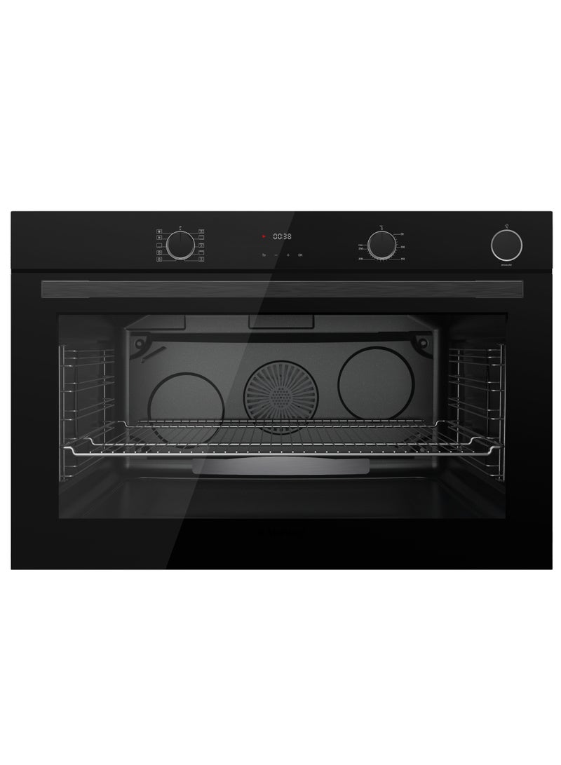 ستارواي فرن كهربائي مدمج من ستارواي، سعة 132 لتر، 60×90 سم، طهي بالبخار، مروحة توربو، 10 وظائف، باب فرن ثلاثي الطبقات، أسود - Image 1